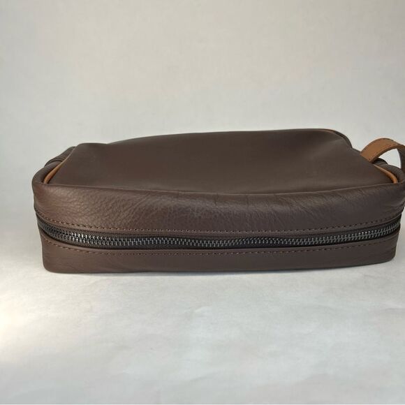 Massei Genuine Leather Simon Luxury Men's Toiletry Bag Brown - Made in Italy - Picture 4 of 10